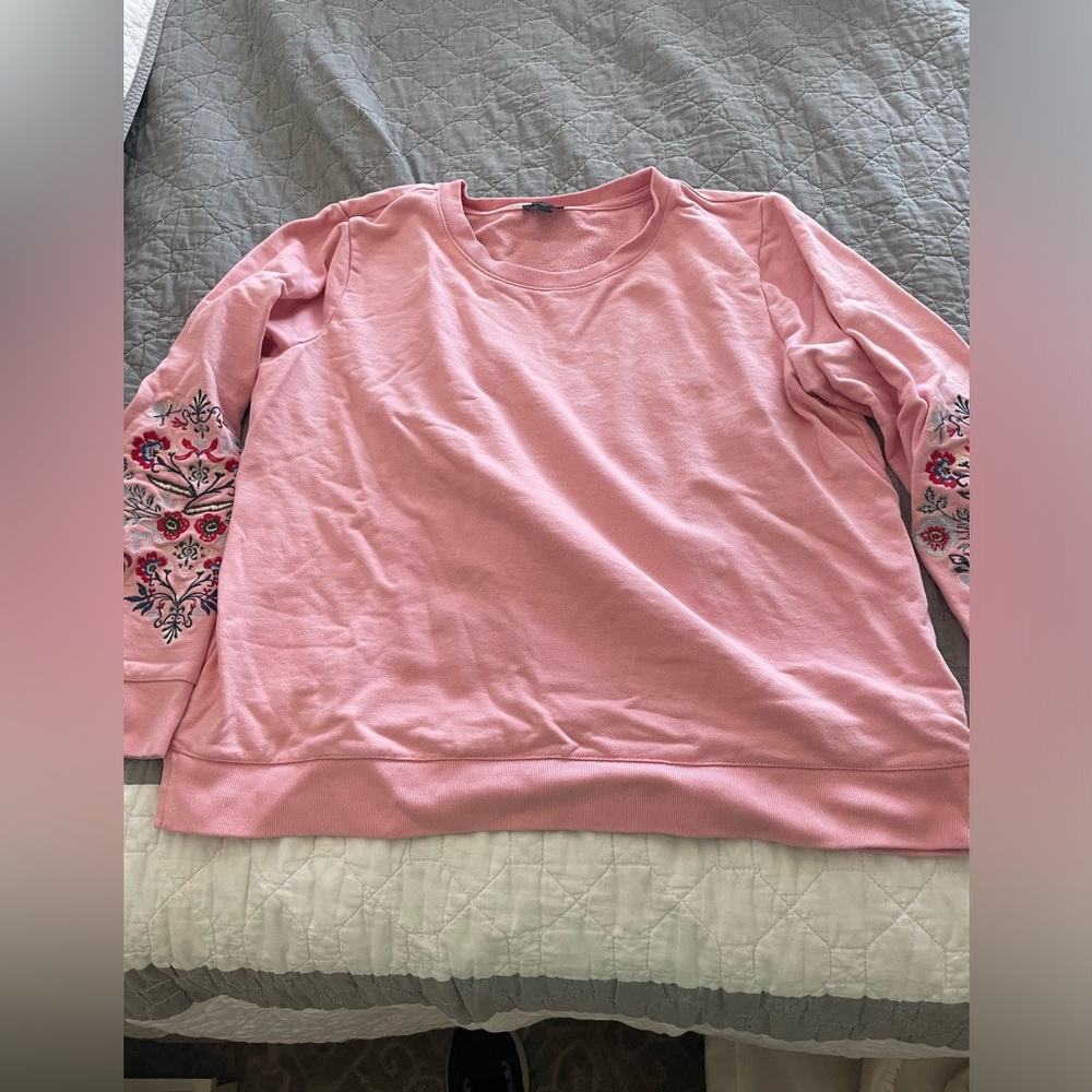 Talbots sweat shirt pink flowers l petite